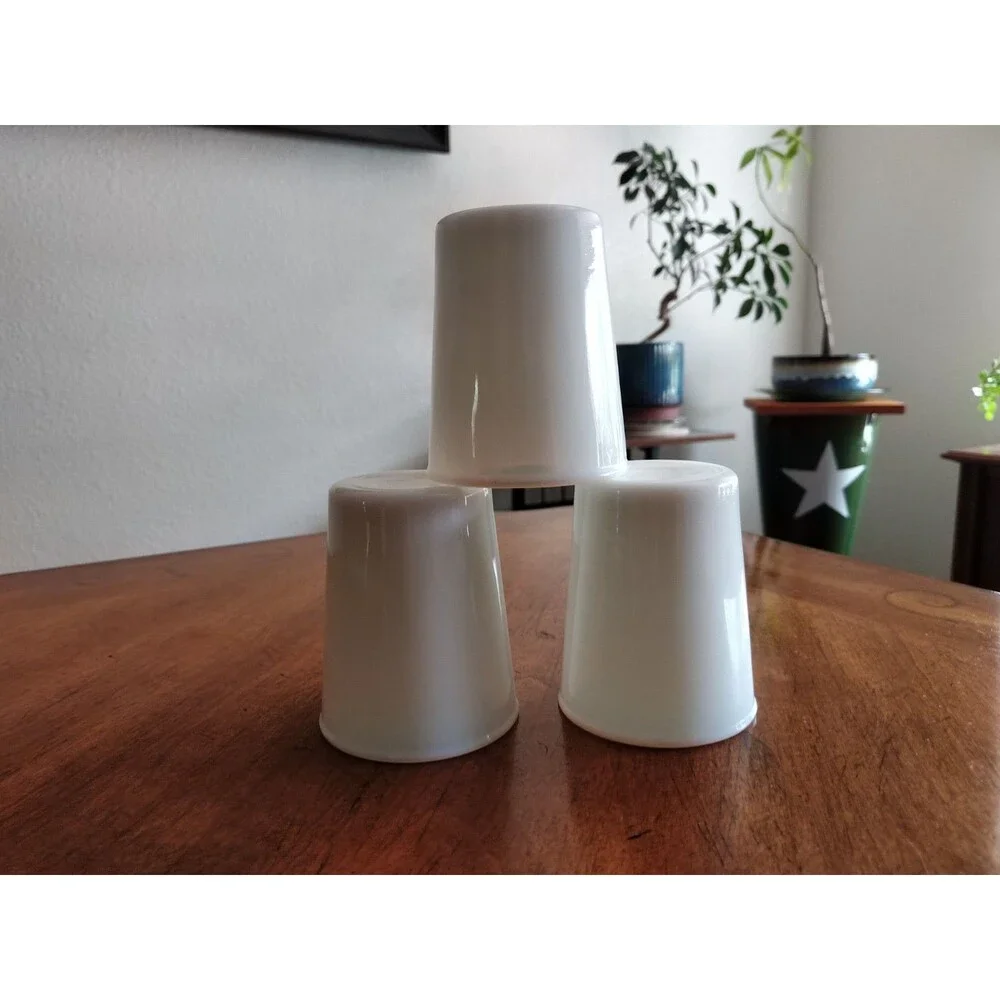 Lot 3x Vtg Opalescent Opaline Milk Glass Tumblers 3.5